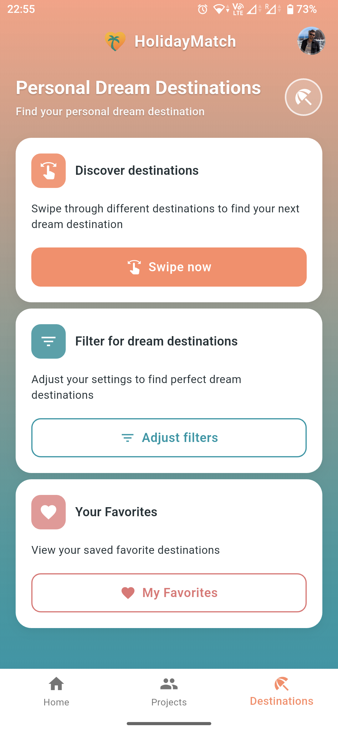 App Screenshot - Dream Destinations