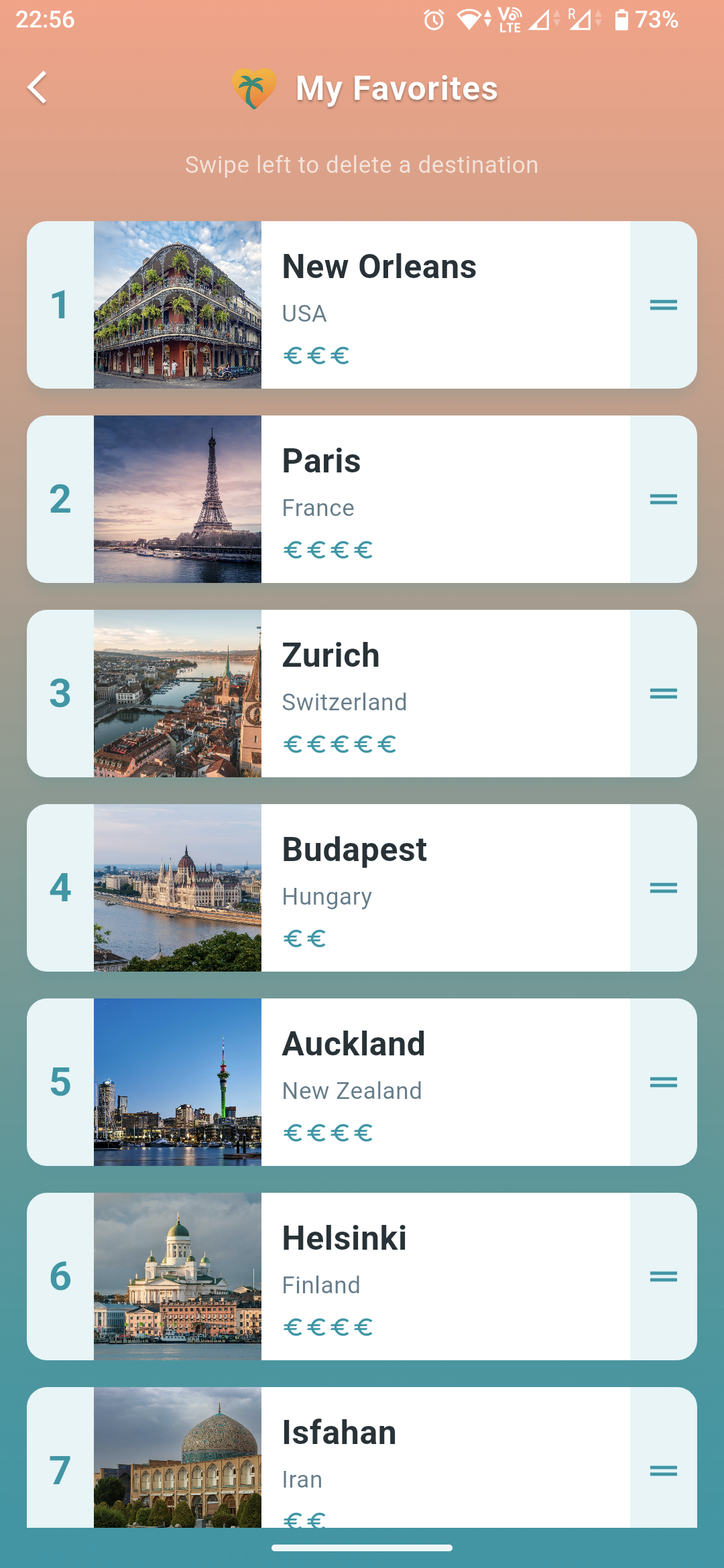App Screenshot - My Favorites